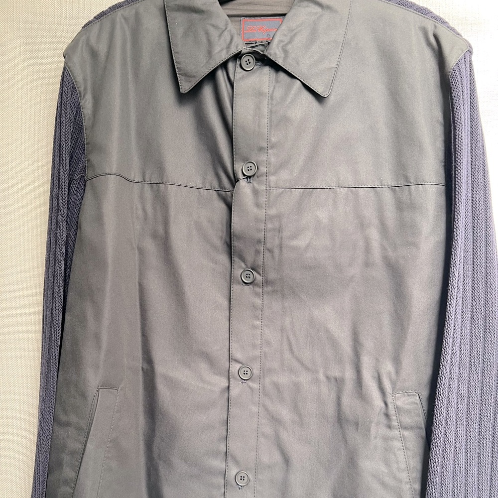 New Men’s “Les Copains” Shirt Jacket, Black/Navy With Navy Wool Back & Sleeves